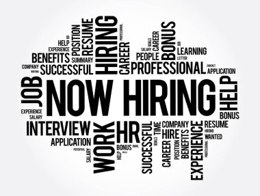 Şimdi kelime bulut kolajı, iş konsepti geçmişi