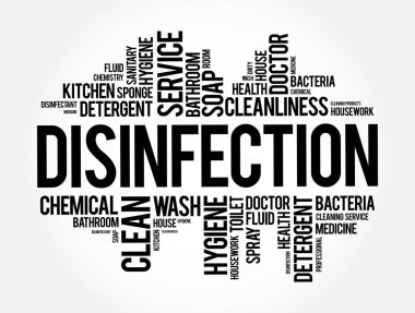 Dezenfeksiyon kelimesi bulut kolajı, sağlık konsepti geçmişi