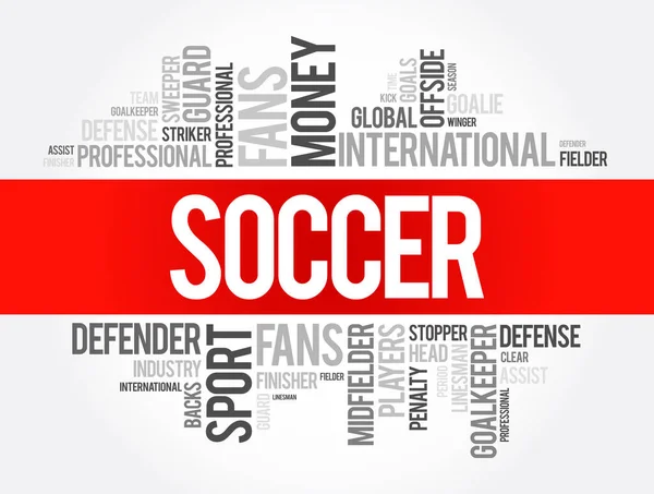 Soccer Word Cloud Collage Sport Concept Background — Stock Vector