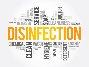 Dezenfeksiyon kelimesi bulut kolajı, sağlık konsepti geçmişi