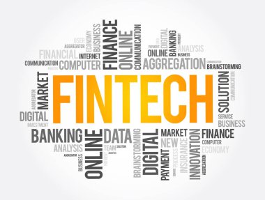FINTECH - finansal hizmetlerin sunulmasında geleneksel finansal yöntemlerle rekabet etmeyi amaçlayan teknoloji ve yenilik, kelime bulutu kavramı geçmişi