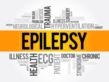 Epilepsi kelimesi bulut kolajı, sağlık konsepti geçmişi