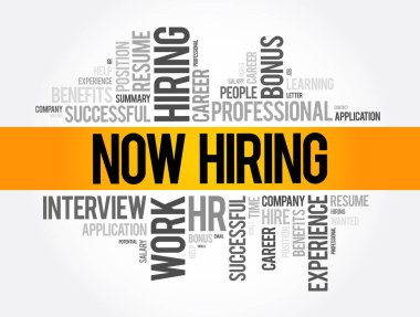 Şimdi kelime bulut kolajı, iş konsepti geçmişi