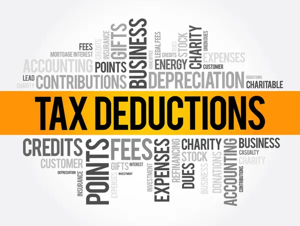 税額控除 課税所得から減税 ワードクラウドコンセプトのバックグラウンドを下げることができる項目 — ストックベクタ