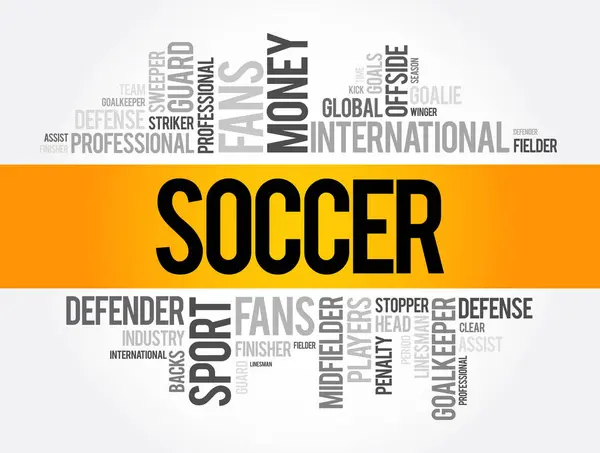 Soccer Word Cloud Collage Sport Concept Background — Stock Vector