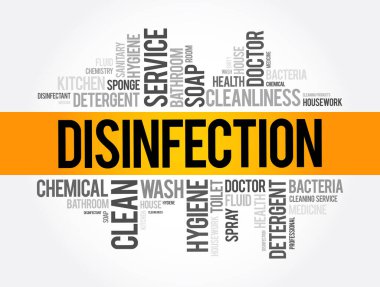 Dezenfeksiyon kelimesi bulut kolajı, sağlık konsepti geçmişi