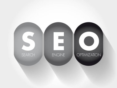 SEO Arama Motoru optimizasyon kısaltması - arama motorları, metin kavramı arka planından web sitesi trafiğinin kalitesini ve miktarını bir web sitesine veya web sayfasına iyileştirme süreci