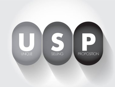 USP Eşsiz Satış Noktası - ürününüzü veya servisinizi rakiplerinizden daha iyi yapan şeyin özü, kısaltma metin kavramı arka planı
