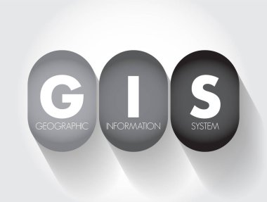 GIS Coğrafi Bilgi Sistemi - bu verileri yönetmek, analiz etmek ve görselleştirmek için yazılım araçları ile coğrafi veri içeren bir veritabanı tipi, kısaltma metin kavramı arka planı