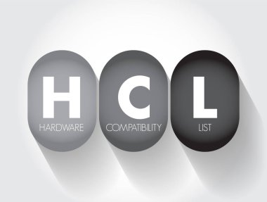 HCL - Hardware Compatibility List is a database of hardware models and their compatibility with a certain operating system, acronym technology concept background