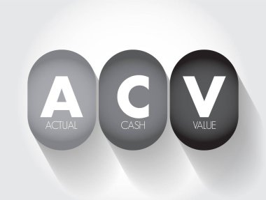 ACV - Actual Cash Değer, sigortalı özelliklerin ya da bu yöntemle hesaplanan değer olan kısaltma metin konsepti arka planının bir metodudur