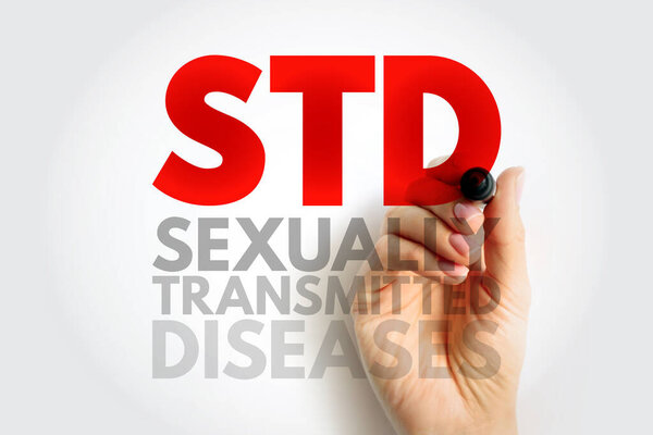 STD Sexually Transmitted Diseases - infections that are passed from one person to another through sexual contact, acronym text concept