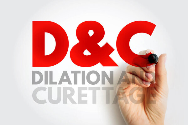 D and C - Dilation and Curettage is a procedure to remove tissue from inside your uterus, acronym text concept background