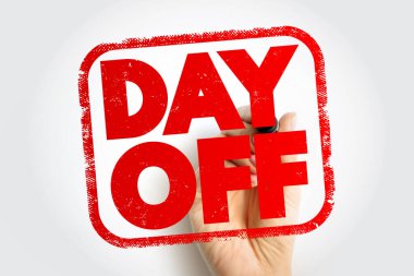Day Off text stamp, concept background