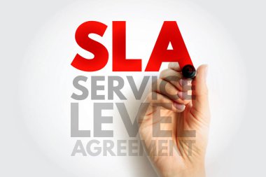 SLA Service Level Agreement - commitment between a service provider and a client, acronym text concept background clipart