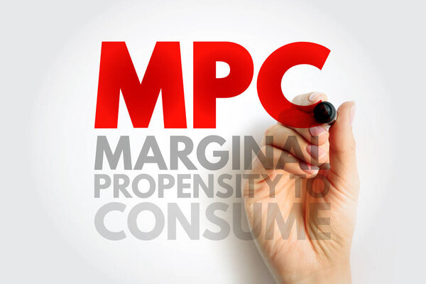 MPC Маргинальная склонность к потреблению - доля увеличения доходов, которые тратятся на потребление, акроним текстовый концепт фон