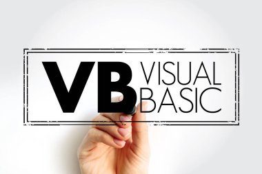 VB - Visual Basic is a name for a family of programming languages, acronym text concept stamp clipart