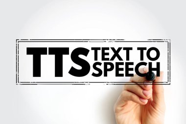 TTS - Text to Speech acronym text stamp, technology concept background clipart