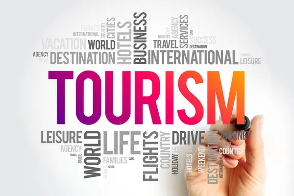 Tourism Word Cloud Collage Travel Concept Background — Stock Photo, Image