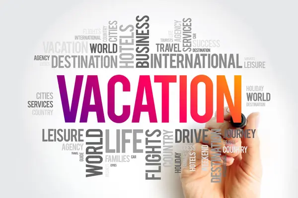 Vacation Word Cloud Collage Travel Concept Background — Stock Photo, Image