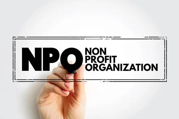 stock image NPO - Non-Profit Organization is a legal entity organized and operated for a collective, public or social benefit, acronym concept stamp