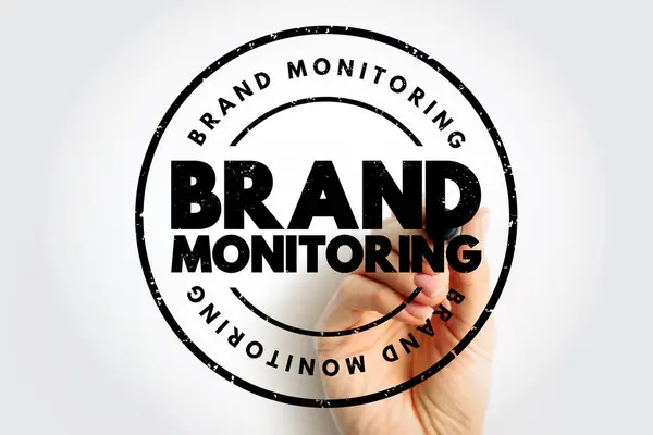 Brand Monitoring Κείμενο Σφραγίδα Φόντο Έννοια Εικόνα Αρχείου