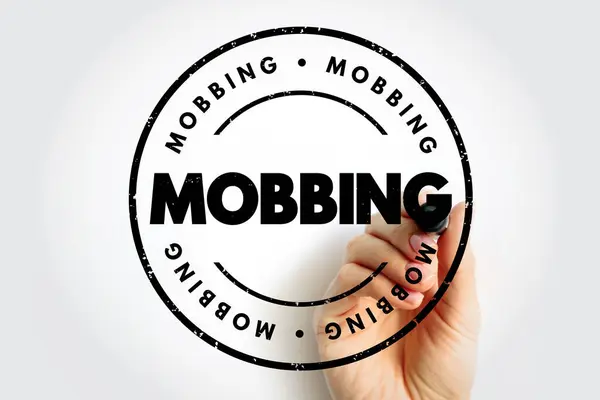 Mobbing 社会学术语 意思是集体欺负个人 文字概念图章 图库图片