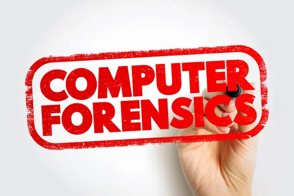 Computer forensics - branch of digital forensic science pertaining to evidence found in computers and digital storage media, text concept stamp