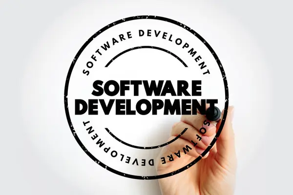 Desarrollo Software Conjunto Actividades Informática Dedicadas Proceso Creación Diseño Soporte Imágenes de stock libres de derechos