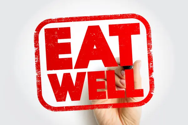 Eat Well Text Stamp Concept Background Stockbild