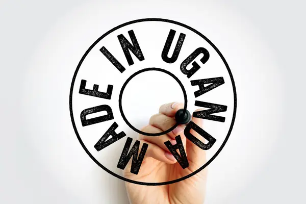Tillverkad Uganda Text Emblem Stämpel Begrepp Bakgrund — Stockfoto