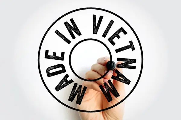 Tillverkad Vietnam Text Emblem Stämpel Begrepp Bakgrund — Stockfoto