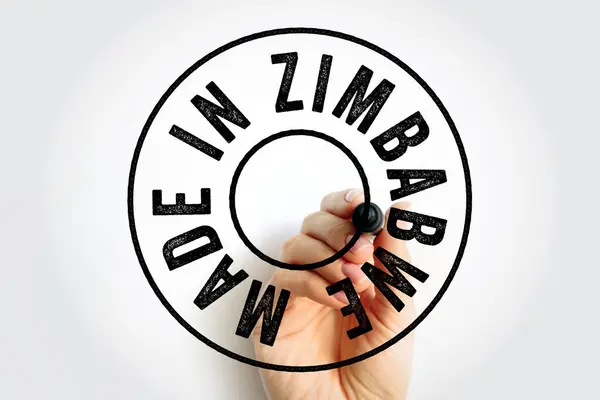 Tillverkad Zimbabwe Text Emblem Stämpel Begrepp Bakgrund — Stockfoto
