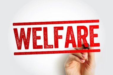 Refah - özellikle iyi şans, mutluluk, refah ya da refah, metin damgası konsepti konusunda iyi olma durumu
