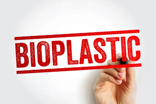 Bioplastic Biologisch Afbreekbaar Materiaal Afkomstig Uit Hernieuwbare Bronnen Tekstconcept Voor Rechtenvrije Stockafbeeldingen