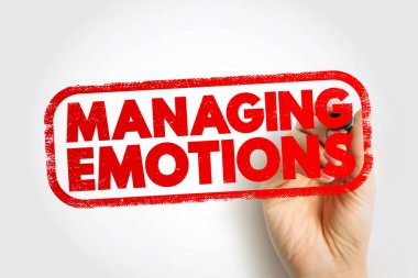 Managing Emotions text stamp, concept background clipart
