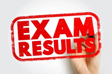 Exam Results text stamp, concept background
