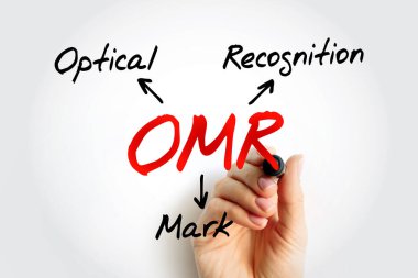 OMR - Optical Mark Recognition acronym, technology concept background clipart