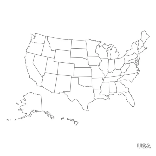 Vektor Usa Färger Karta Med Gränser För Stater Och Shorts Vektorgrafik