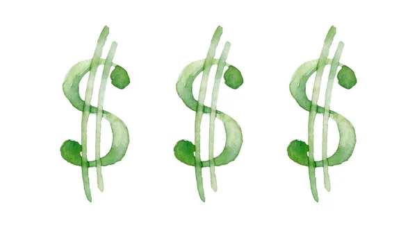Ζωγραφική Του Δολαρίου Σύμβολο Εφέ Ακουαρέλας Περίγραμμα Σκίτσο Της Πινακίδας — Φωτογραφία Αρχείου