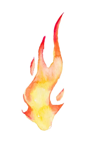Watercolor Flame Illustration Aquarelle Red Yellow Fire White Background — 스톡 사진