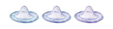 Beyaz arkaplanda suluboya prezervatif çizimi