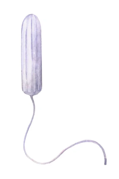 Απλό Λευκό Ταμπόν Κορδόνι Βαμμένο Υδατογραφία Καθαρό Λευκό Φόντο — Φωτογραφία Αρχείου