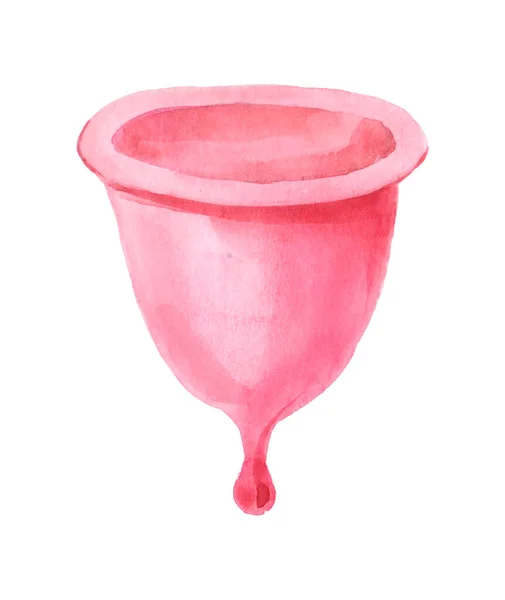 Akvarel Ručně Malované Transparentní Silikonový Menstruační Šálek Ilustrace Nulový Odpad — Stock fotografie