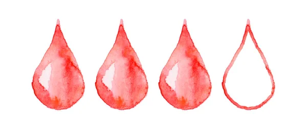 Ilustración Acuarela Gotas Sangre Concepto Períodos Femeninos Dibujado Mano Aislado — Foto de Stock
