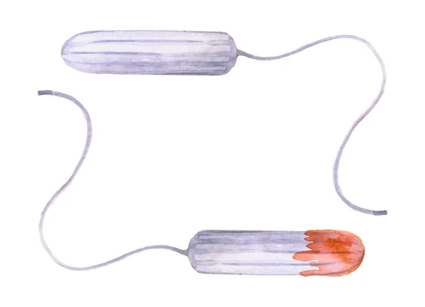 Menstruáció Egészségügyi Tampon Akvarell Illusztráció Elszigetelt Fehér Háttér — Stock Fotó