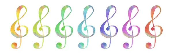 Conjunto Ícones Clave Agudos Coloridos Sinais Clave Violino Música Ícones — Fotografia de Stock