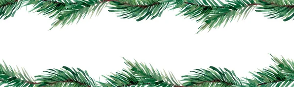 水彩画背景是圣诞节的主题 一枝松树 水彩纹理 — 图库照片