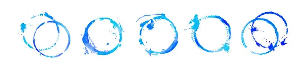Etiquetas Formas Aquarela Azul Natural Fundo Branco Conjunto Manchas Pintadas — Fotografia de Stock