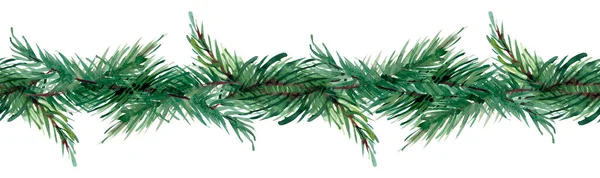 전나무 가지와 텍스트 장소와 수채화 크리스마스 배경에 인사말 초대에 — 스톡 사진